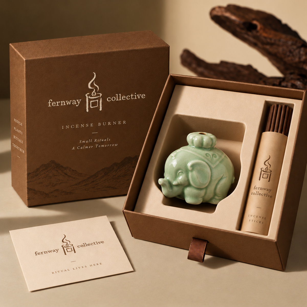 Celadon Elephant Incense Holder