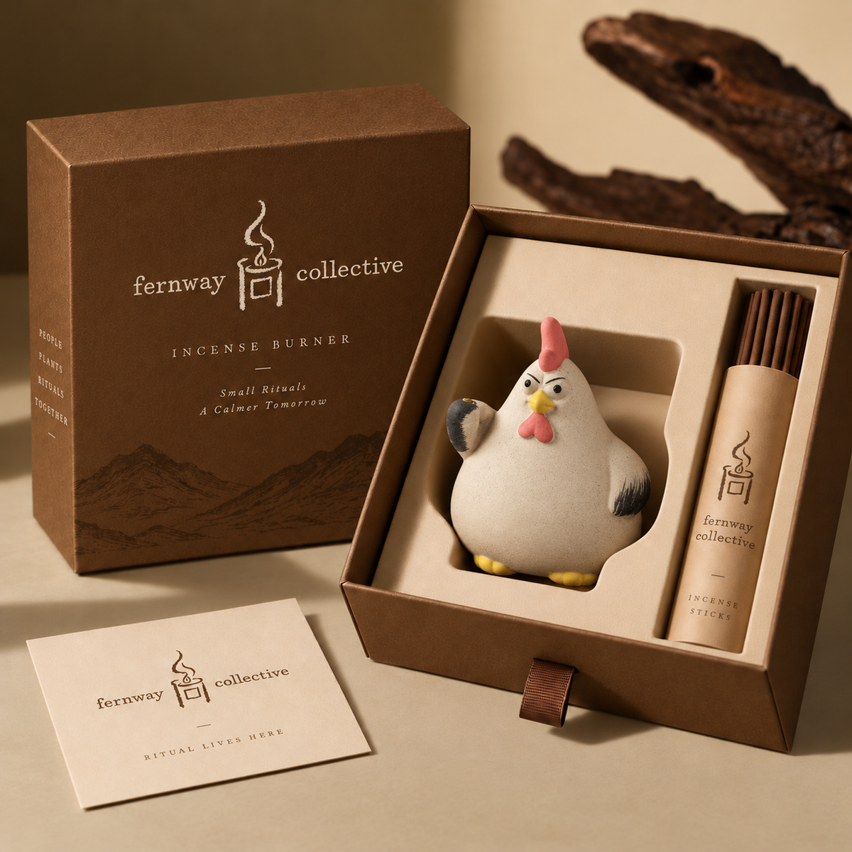 Cute Rooster Ceramic Incense Holder
