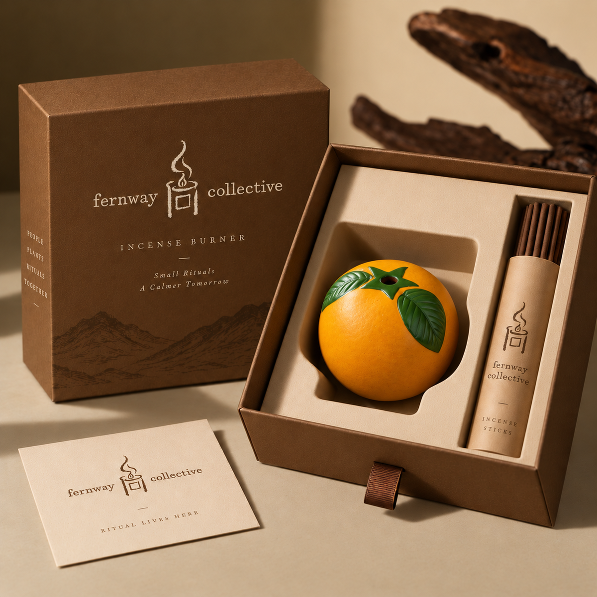 Lucky Orange Ceramic Incense Burner