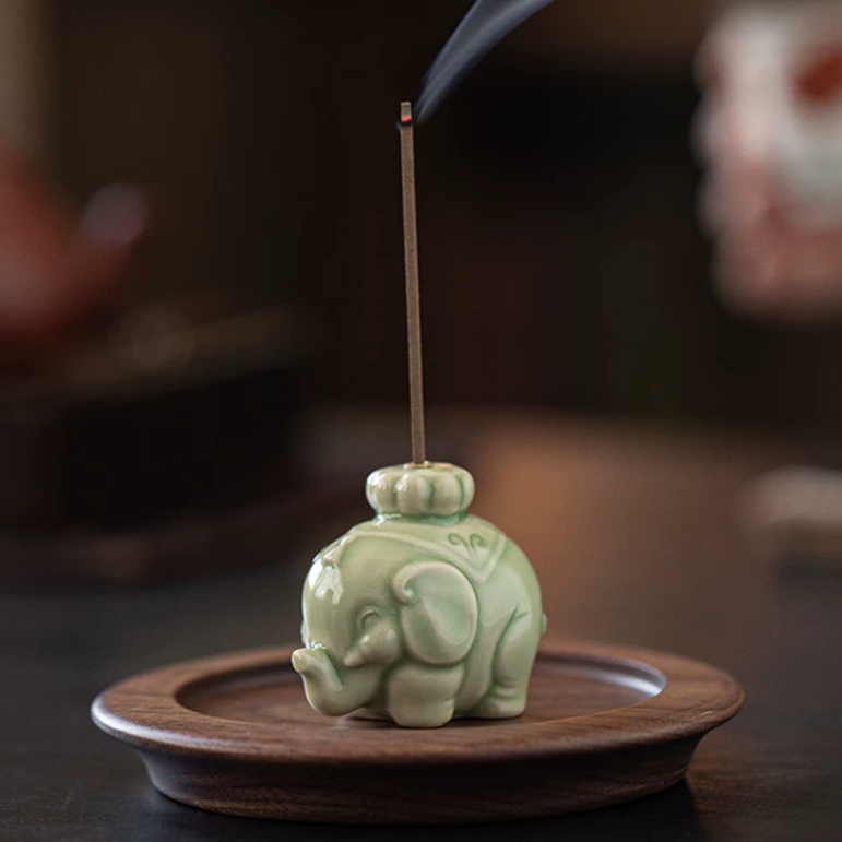 Celadon Elephant Incense Holder