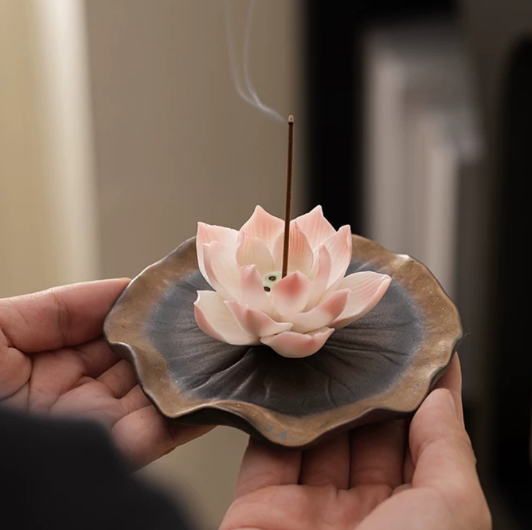 Handmade Lotus Ceramic Incense Stand