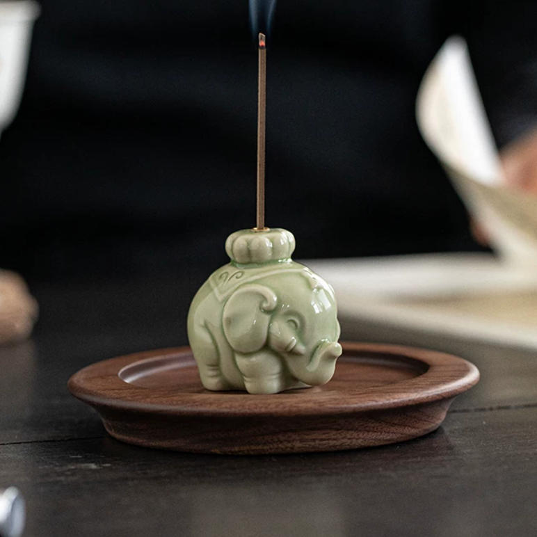 Celadon Elephant Incense Holder