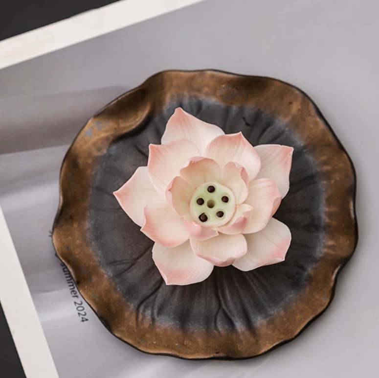 Handmade Lotus Ceramic Incense Stand