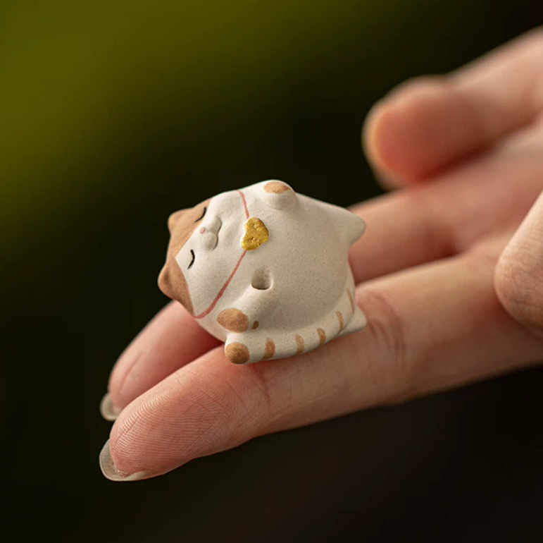 Hand Painted Cat Ceramic Incense Holder