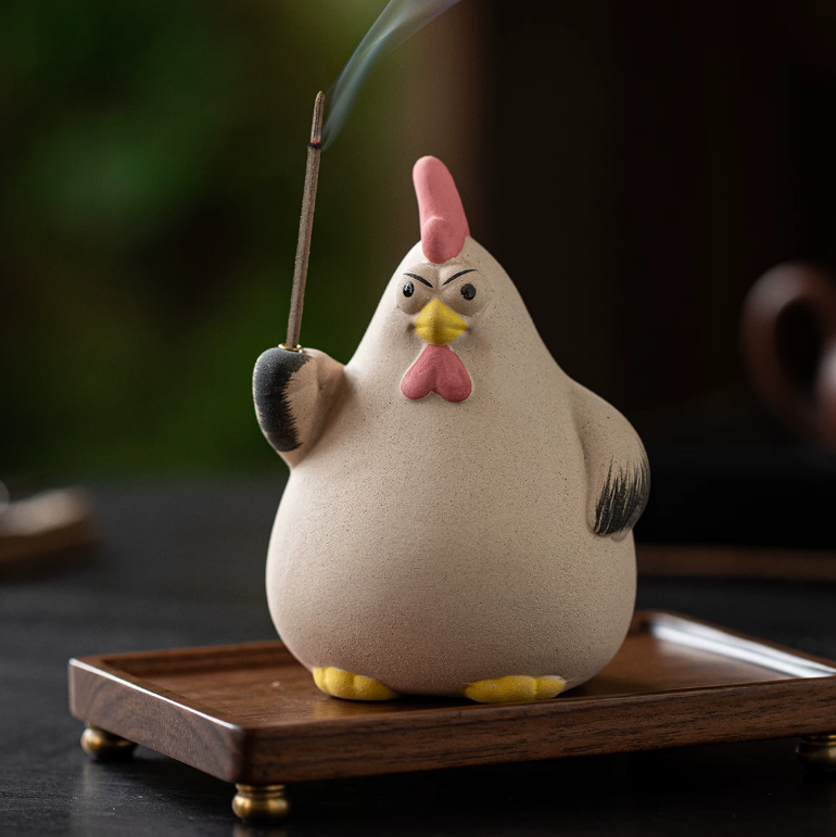 Cute Rooster Ceramic Incense Holder