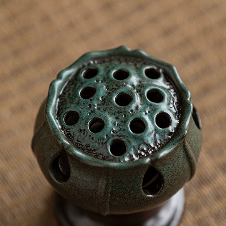 Vintage Lotus Ceramic Incense Burner