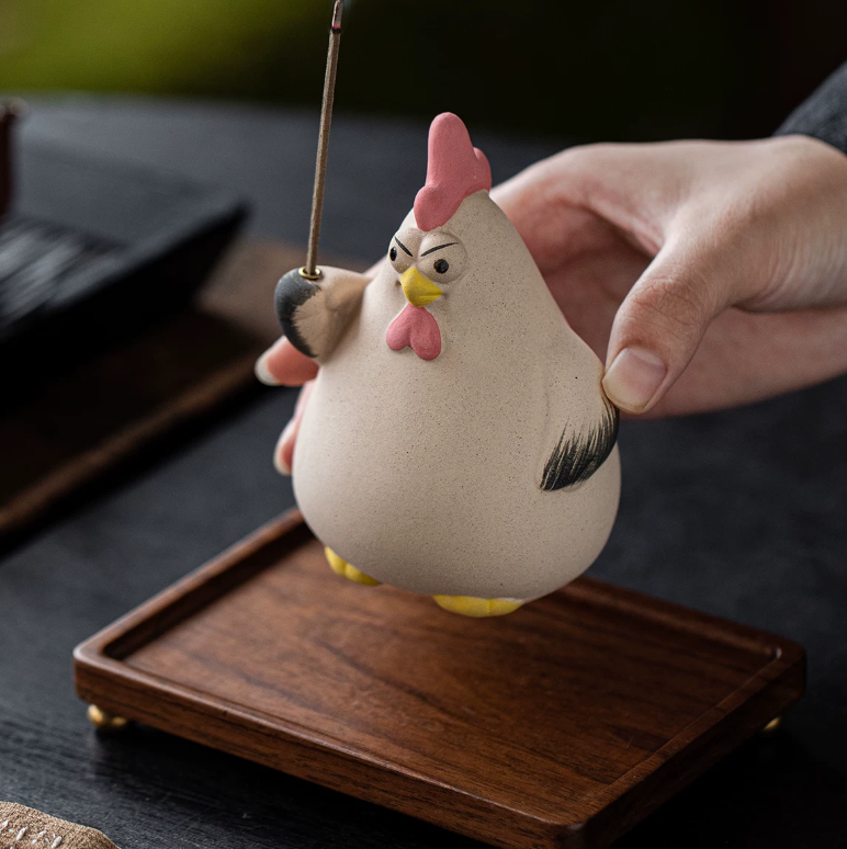 Cute Rooster Ceramic Incense Holder