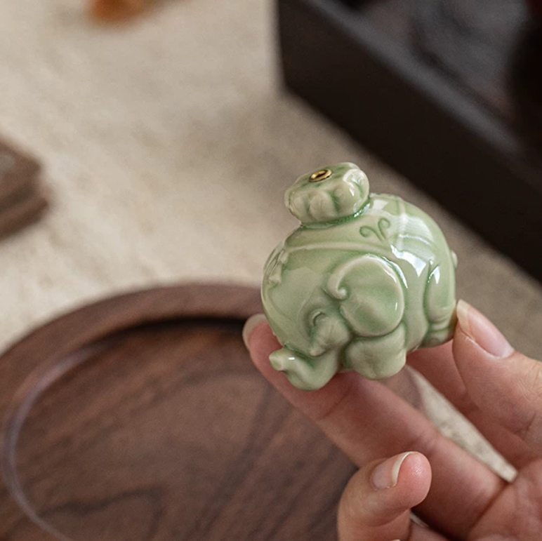 Celadon Elephant Incense Holder
