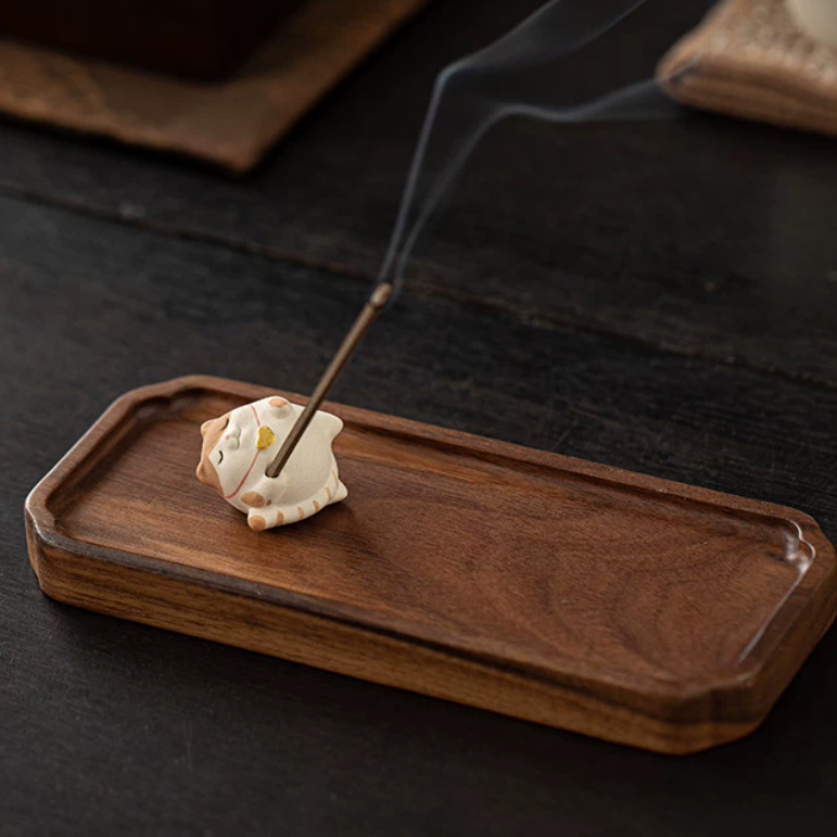 Hand Painted Cat Ceramic Incense Holder