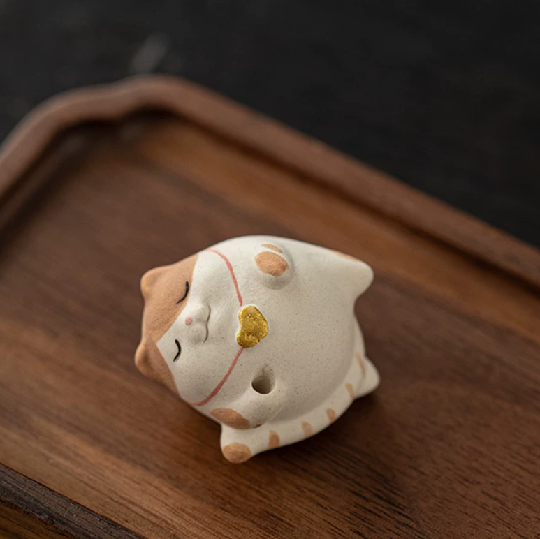 Hand Painted Cat Ceramic Incense Holder
