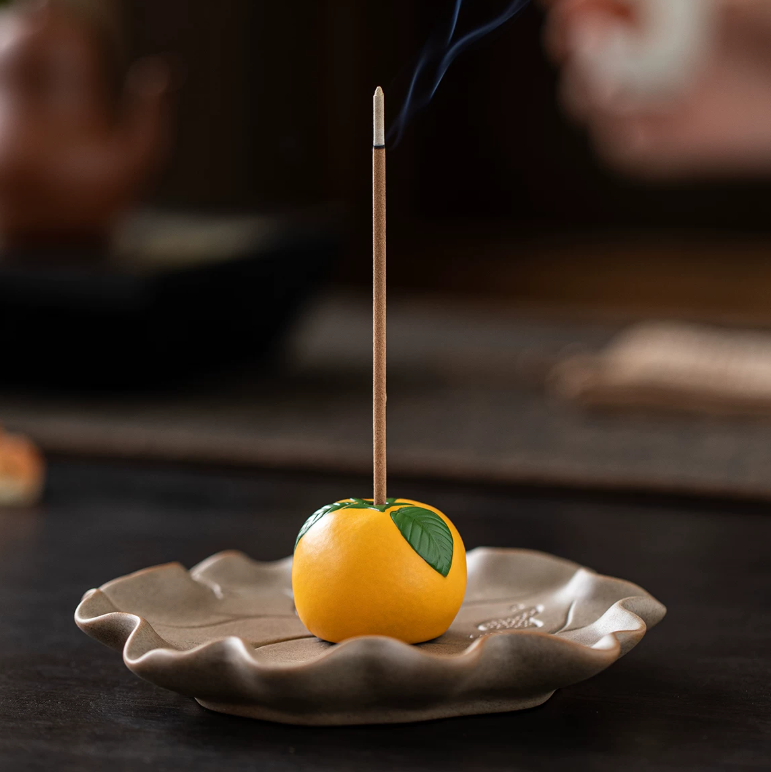 Lucky Orange Ceramic Incense Burner