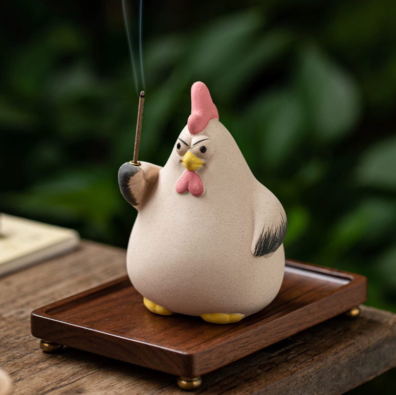 Cute Rooster Ceramic Incense Holder