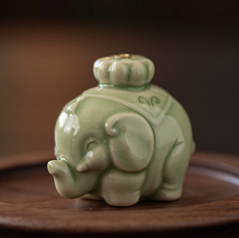Celadon Elephant Incense Holder