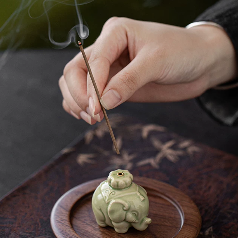 Celadon Elephant Incense Holder