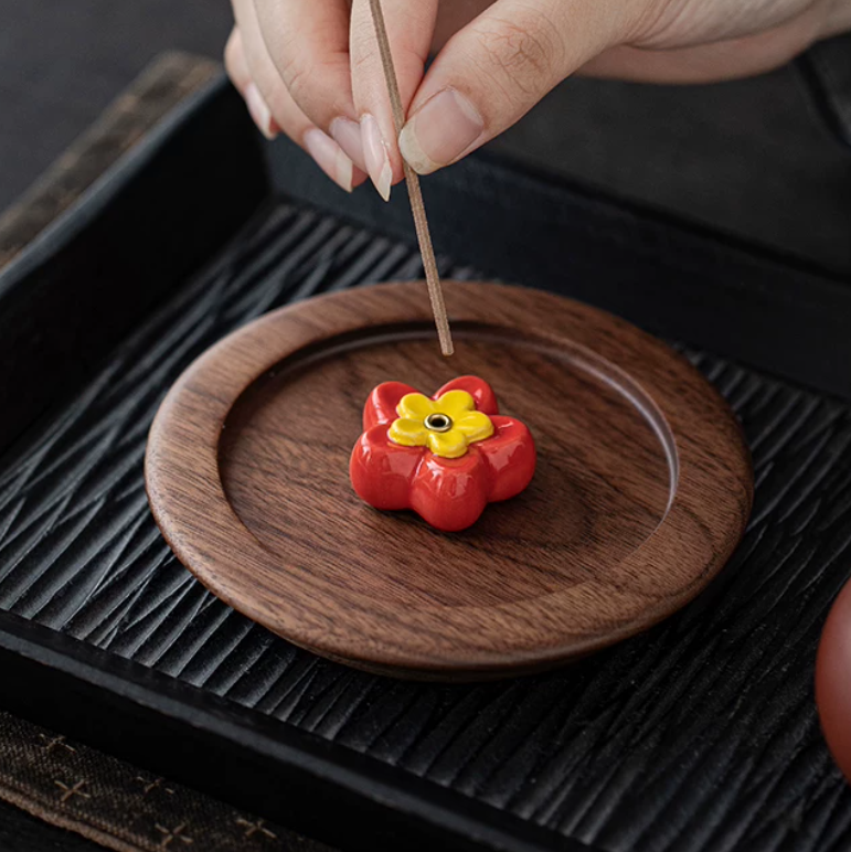 Plum Blossom Ceramic Incense Holder