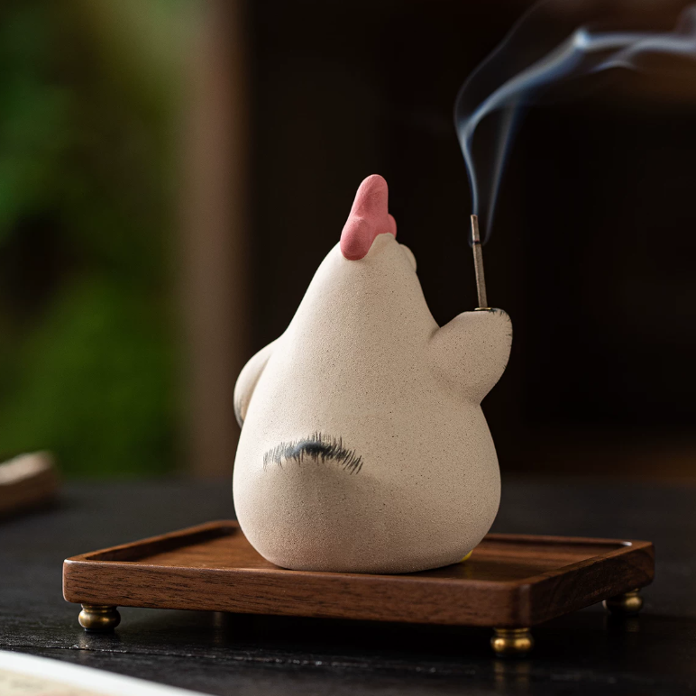 Cute Rooster Ceramic Incense Holder