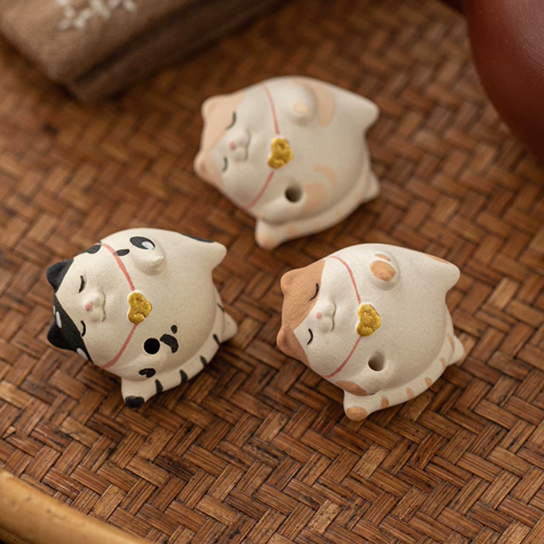 Hand Painted Cat Ceramic Incense Holder
